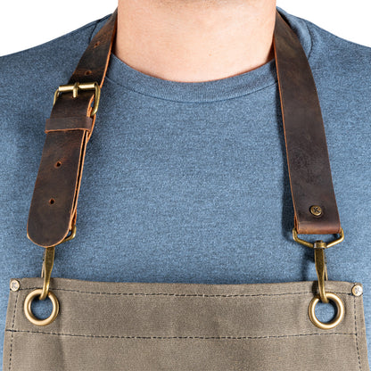 Waxed Cotton Apron - Olive Green